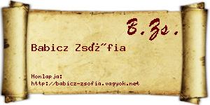 Babicz Zsófia névjegykártya